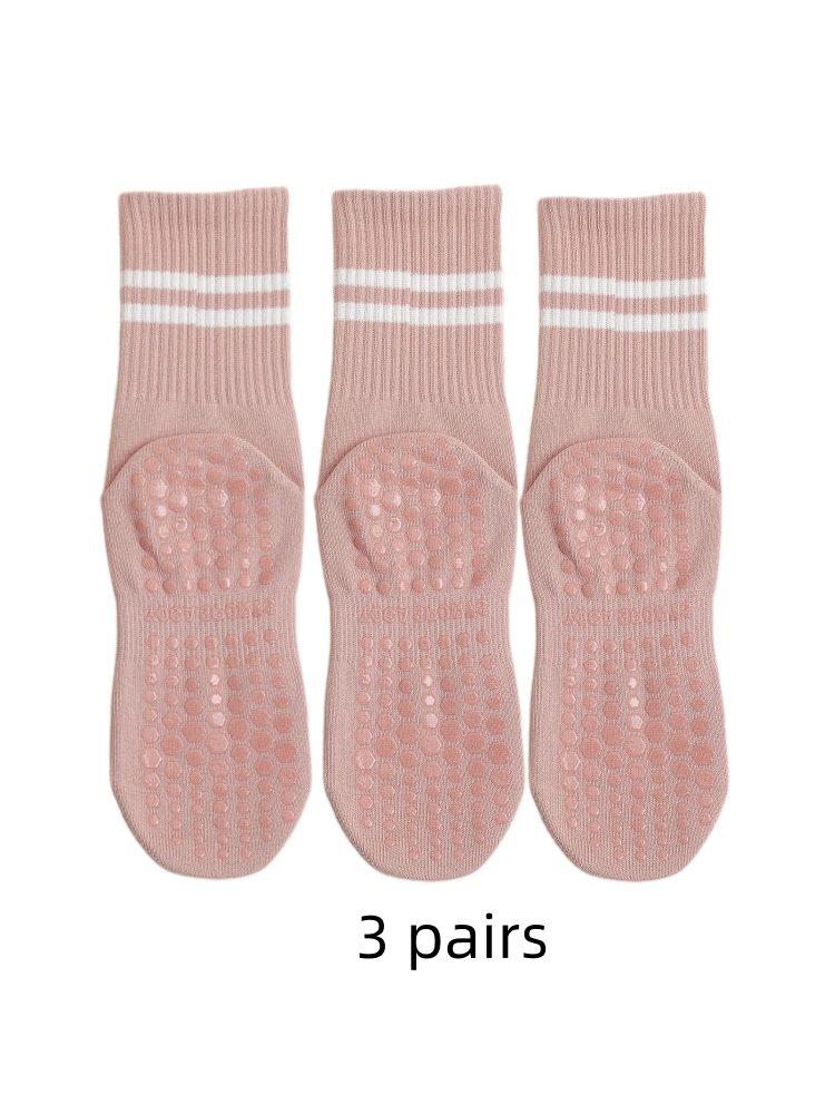 ヨガ用ソックス3足セット、ミディアム丈、純綿製、滑り止めシリ - Medias Para Pilates Y Yoga のレビューと価格