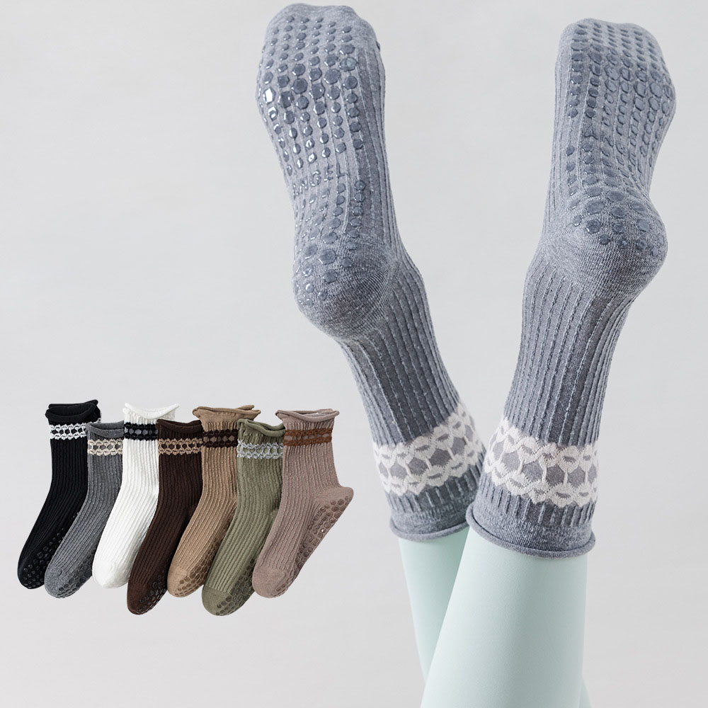 ヨガソックス レディース コットン ロールエッジ ドットシリ - Medias Para Pilates Y Yoga のレビューと価格